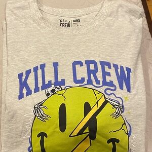 Kill Crew Gray Tee with Blue and Yellow Graphic